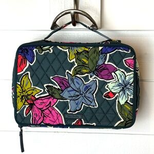 Vera Bradley Falling Flowers Large Blush and Brush Cosmetics Make-up Case